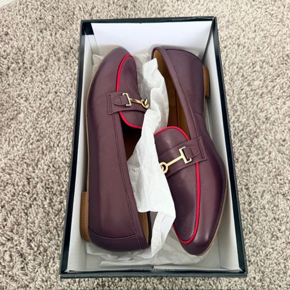 Talbots Rich Burgundy Ryan Bit Piping 1/2" Heel Loafers Women's 9M New In Box - Picture 11 of 12